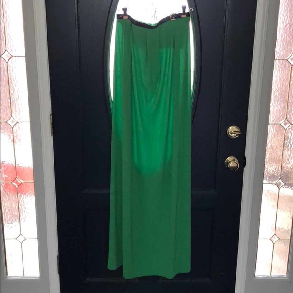 Belted strapless maxi